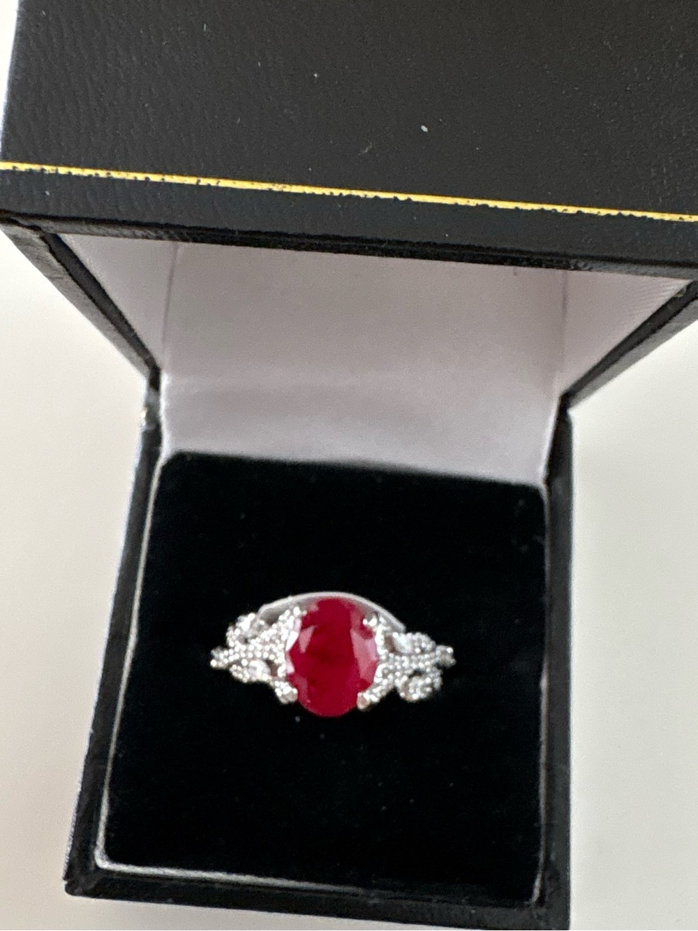 Bomb Party Heirloom Promises Ring RG48717 Ruby Rhodium Plating